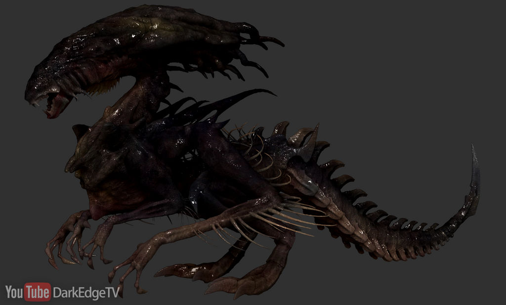ZBrush - Draconic Xenomorph Queen SIDE VIEW by Rebecca1208