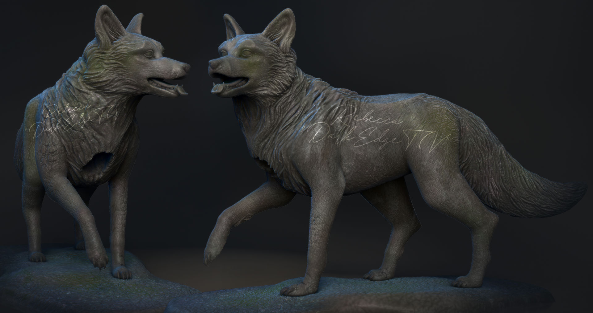 Stone Wolves Stone Wolf Statue | ZBrush COMMISSION by Rebecca1208 on DeviantArt