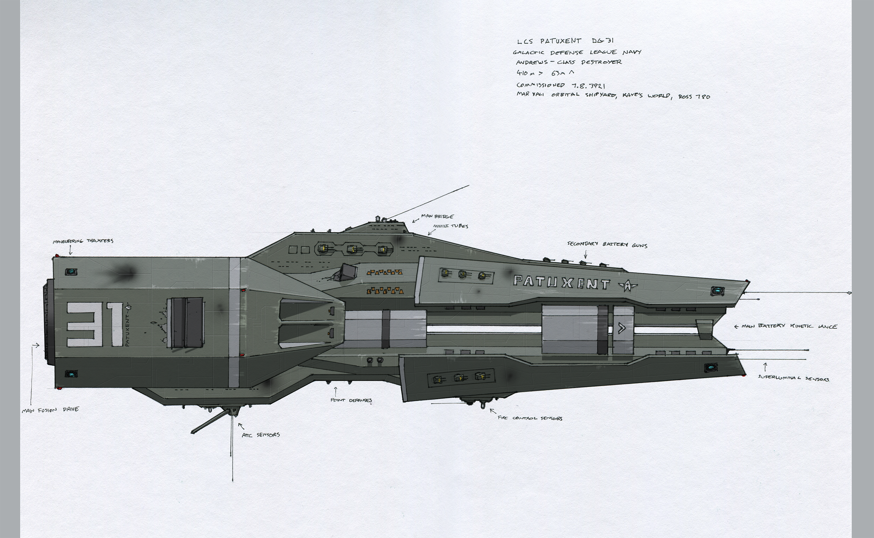 Galactic Defense League Andrews-class destroyer