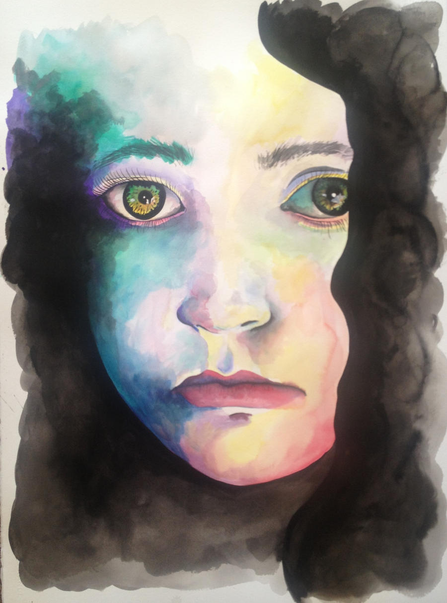 Sad Eyes Watercolor Painting