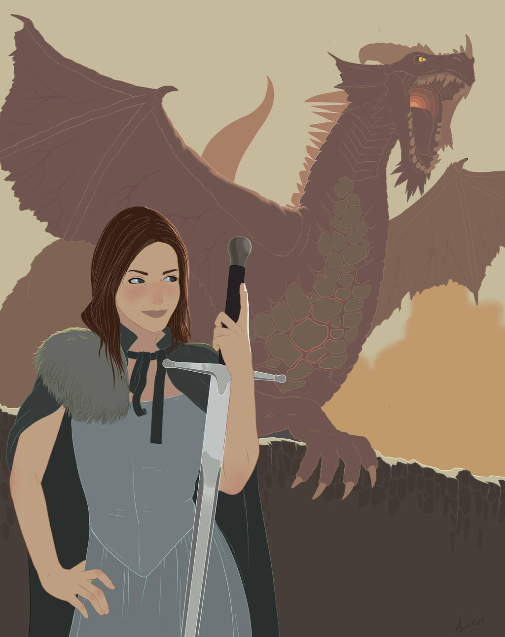 Girl with Dragon Pet by Torbak