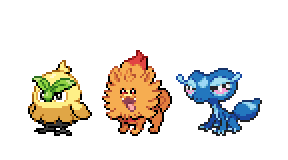 Pokemon Winds and Waves Starters in Sprite version