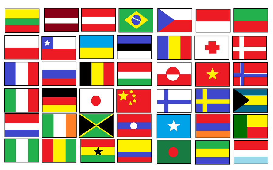 Цвета национальных флагов. Флаги государств.