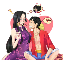 Boa Hancock and Monkey D. Luffy (Render)-One Piece