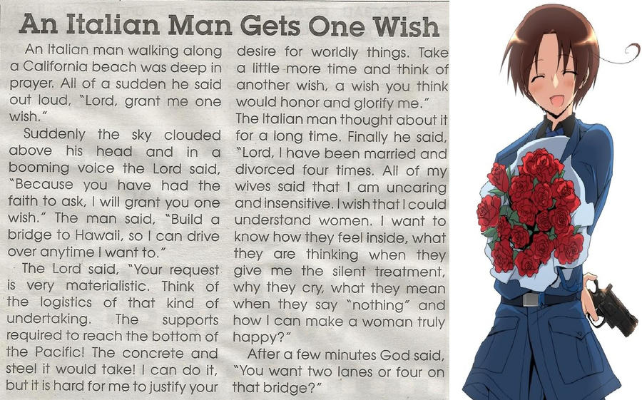 An Itatian man gets one wish