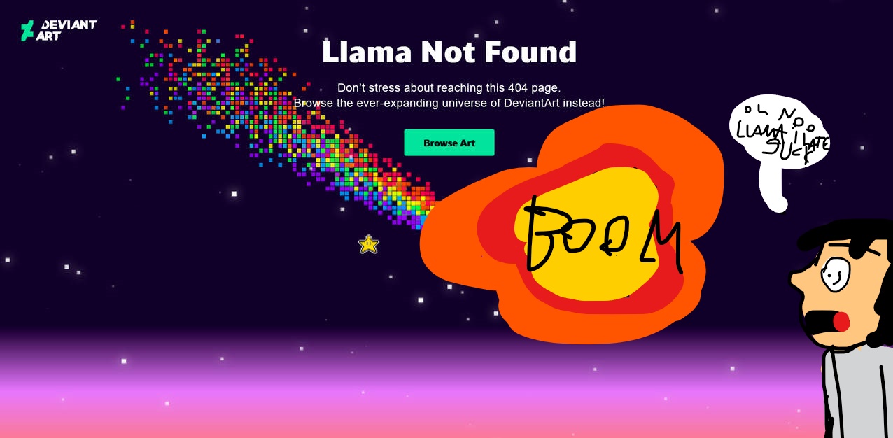 i can be stop llama not found is explostion sucks by Thenewne on DeviantArt