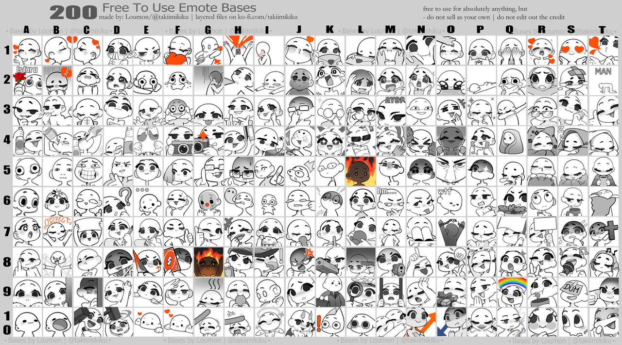F2U Emote MegaPack | layered files available by Takiimikiku on DeviantArt