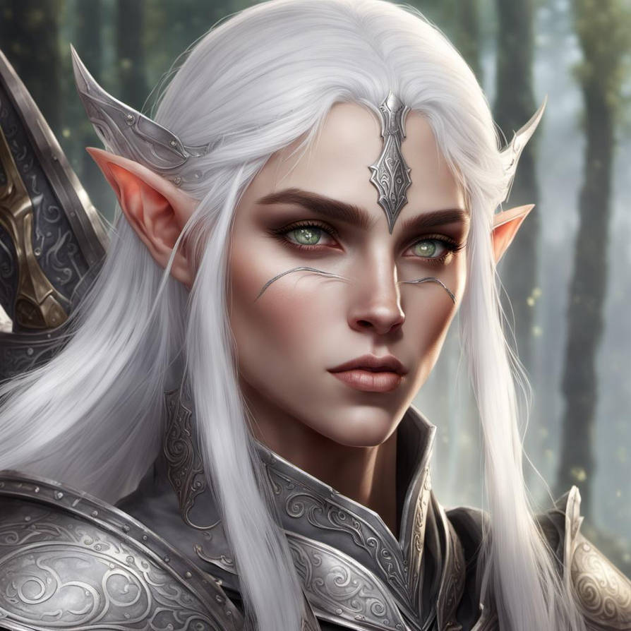 Silver Elf Elf warrior with silver eyes and white hair #3 by Bumblebeezzzz on ...