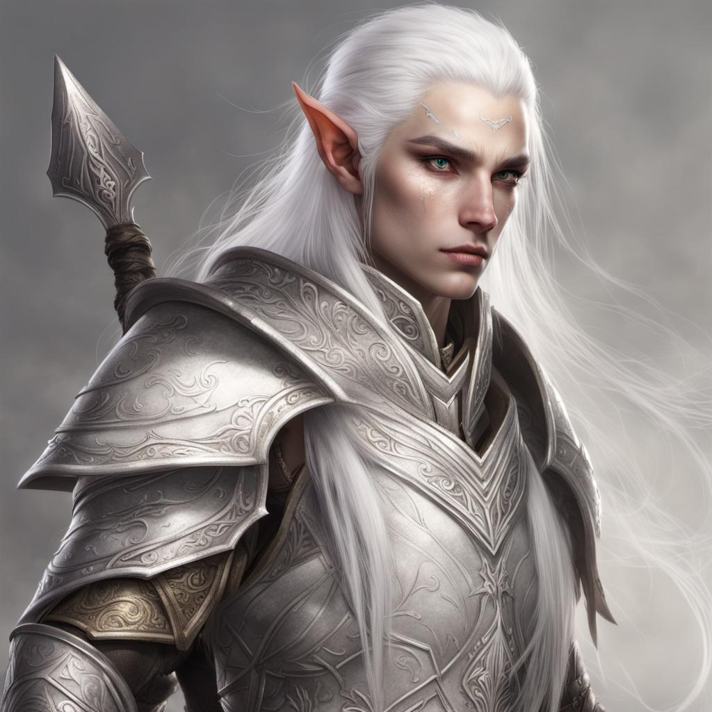 Silver Elf Elf warrior with silver eyes and white hair #2 by Bumblebeezzzz on ...