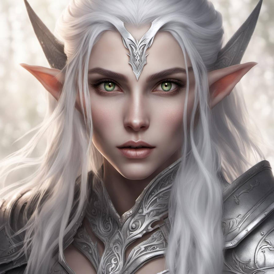 Silver Elf Elf warrior with silver eyes and white hair #3 by Bumblebeezzzz on ...
