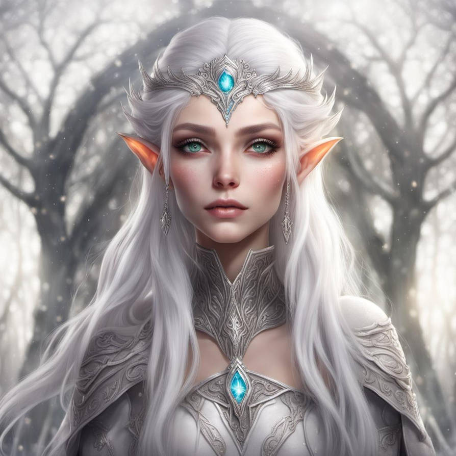 Silver Elf Elf queen with silver eyes and white hair #2 by Bumblebeezzzz on DeviantArt