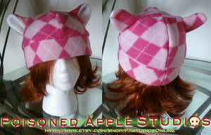 Pink Plaid Kitty Fleece Hat