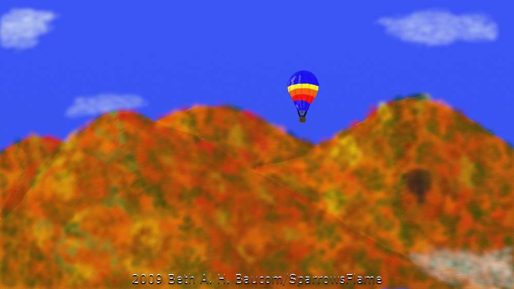 Hot Air Balloon Over Mountains