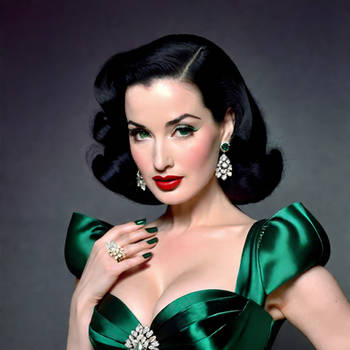 Dita Von Teese Glam Green Pin Ups (3)