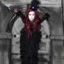 Stock -  Vampire lady red hair crypta