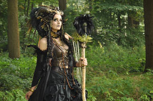 Stock - Faun Shaman Portrait Fantasy Female Dark 2