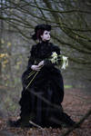 Stock - Lady with lilies baroque gothic look up
