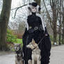 Stock - Baroque Lady with dogs  gothic romantic