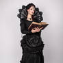 Stock - Gothic woman book straigt look