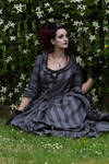 Stock - Burton style woman sits in flowers by S-T-A-R-gazer
