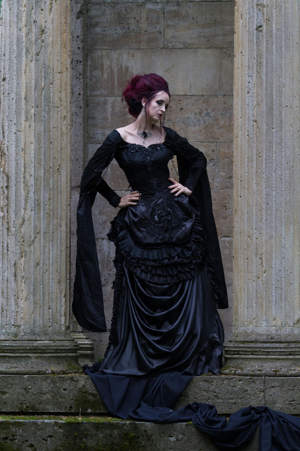 Stock - Gothic victorian woman looks down