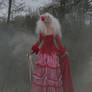 Stock - Strange puppet with fog red white dress