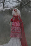 Stock - Strange puppet with fog red white dress