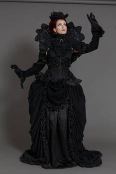 Stock - Gothic baroque lady one hand up pose