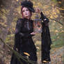 Stock - Gothic autumn lady with lantern portrait 2