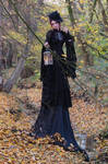 Stock - Gothic autumn lady lantern full body 2