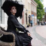 Stock - Gothic lady big hat sitting pose