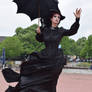 Stock - Gotic lady storm wind hand up pose
