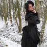 Stock - Victorian winter woman romantic side pose3