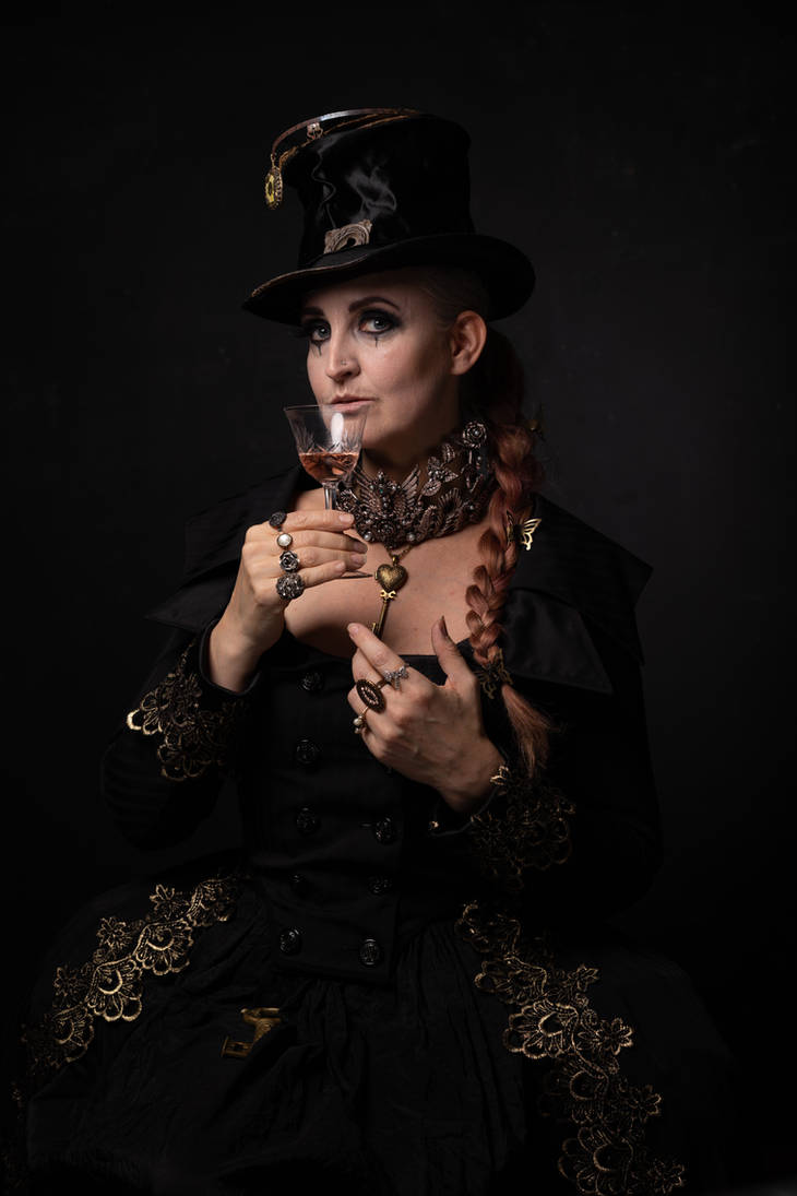 Steampunk - Lady with a drink woman gothic steam