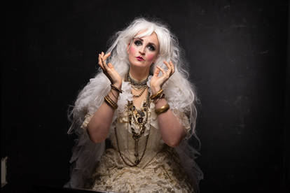 Stock - Steampunk woman doll white hair gold