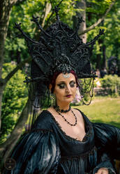 Stock - Gothic woman cathedral headdress portrait