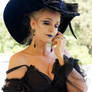 Stock - Gothic lady closed eyes pose victorian