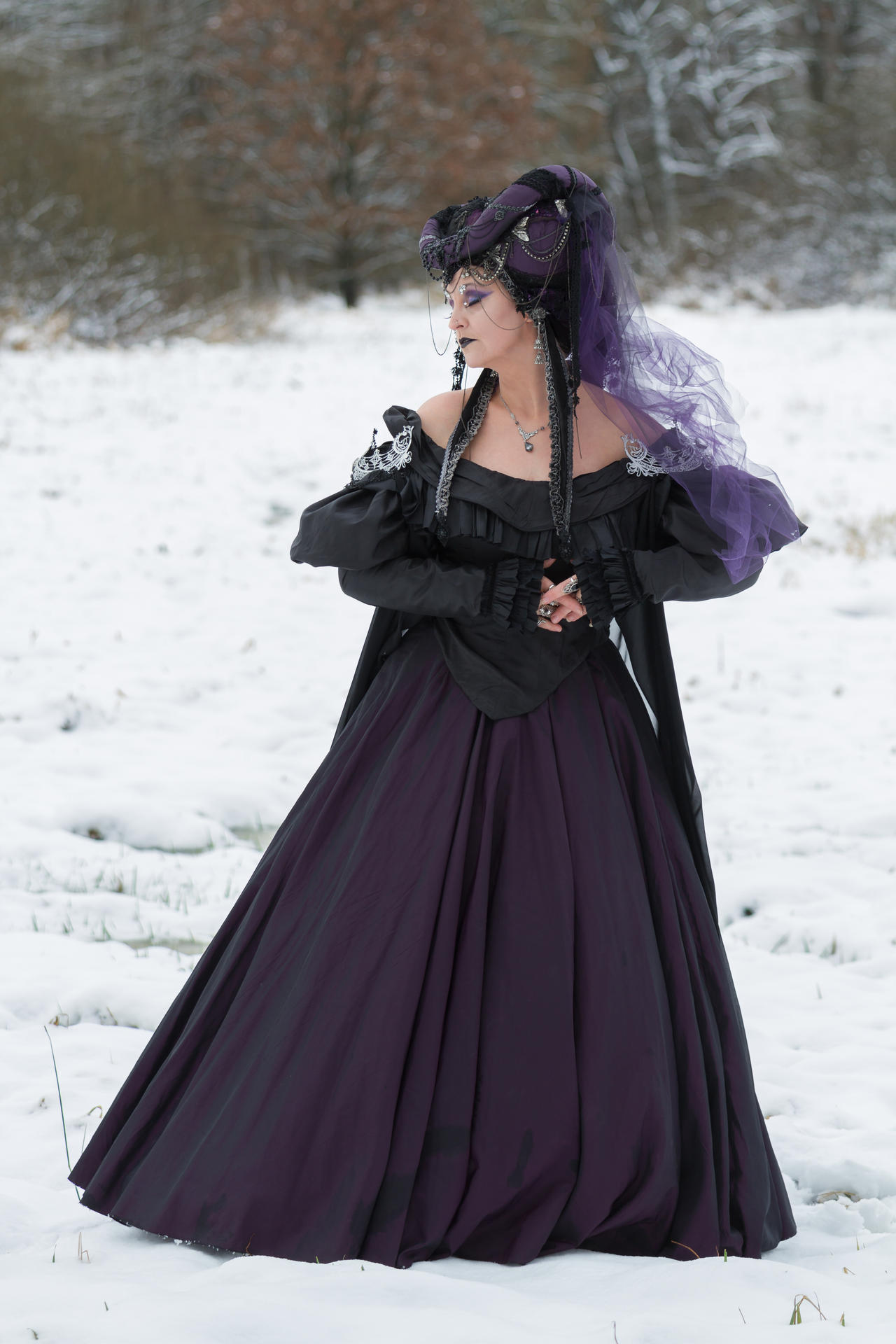 Stock - Medieval gothic lady romantic sideview