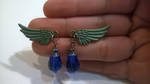 Rain wing: Antique style bird wing charm earrings by gangstaunicorncomix