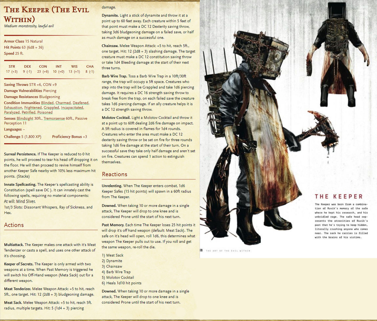 DnD: The Keeper Stat Block by ChrisNest on DeviantArt