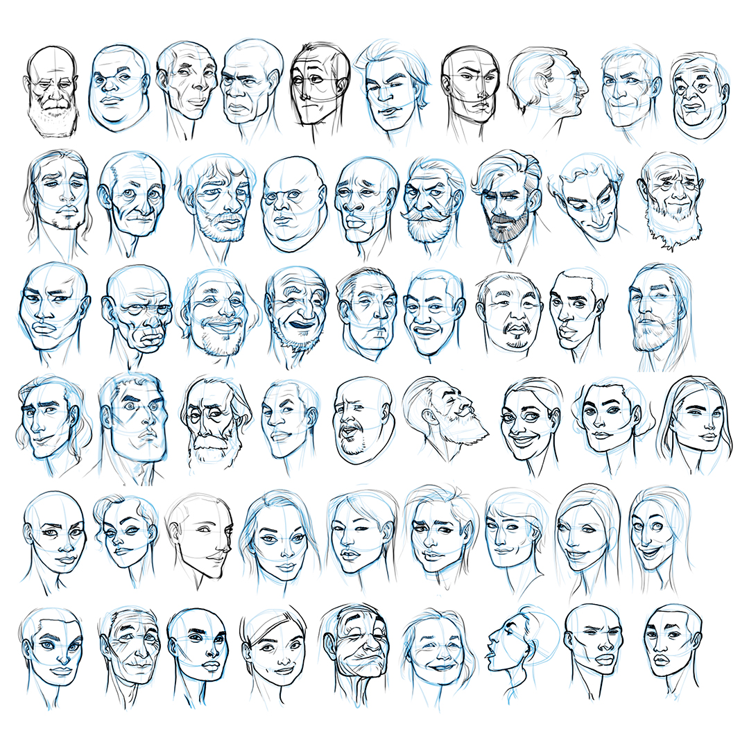 Random face studies by MattRhodesArt on DeviantArt