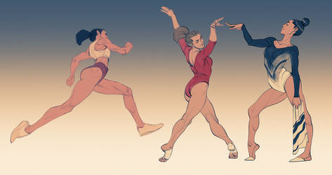 Runner and gymnasts - reference practice