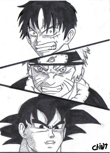 COMO DESENHAR GOKU, LUFFY, NARUTO - PASSO A PASSO 