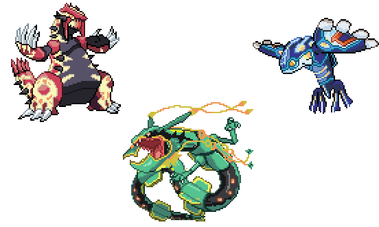 GOD (Toriko) vs Primal Groudon, Primal Kyogre and Mega Rayquaza