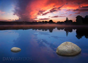 Sunset Clouds Over Lake