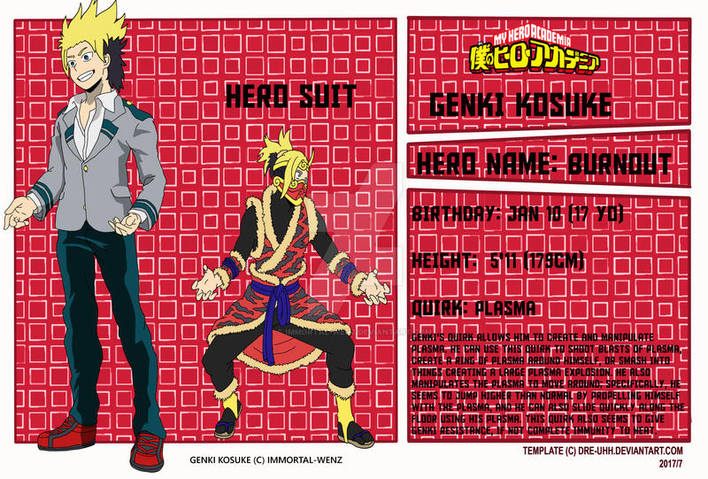 Genki Kosuke 3rd Year My Hero Academia Ocs By Immortal Wenz