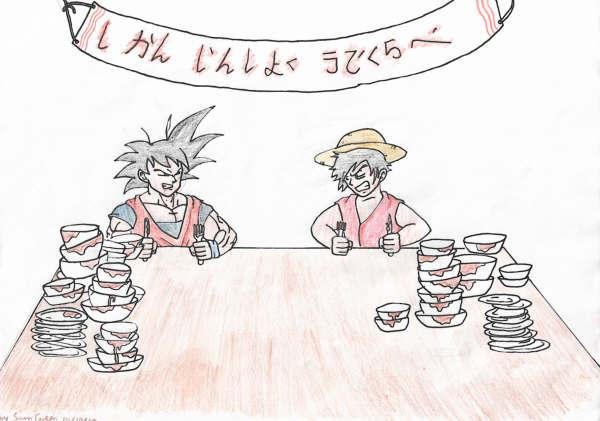  Goku VS Luffy concurso de comer by ss5sam on DeviantArt