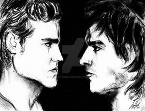 Ian somerhalder and Paul Wesley Charcoal Art