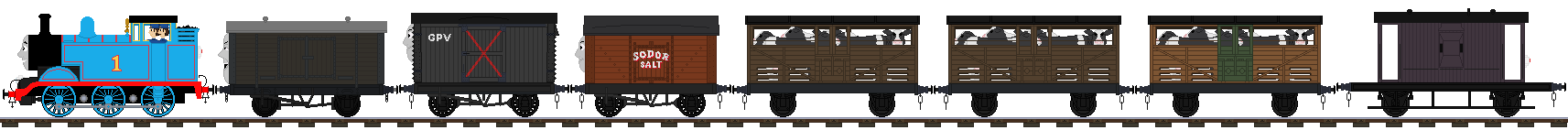 Thomas Pulling A Train Of Vans 2 by Hubfanlover678 on DeviantArt
