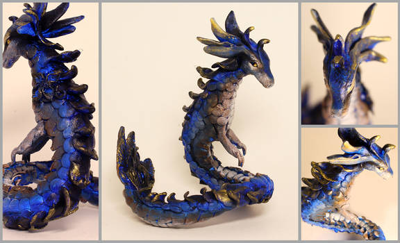 Hyacinth the Blue and Gold Dragon Sculpture